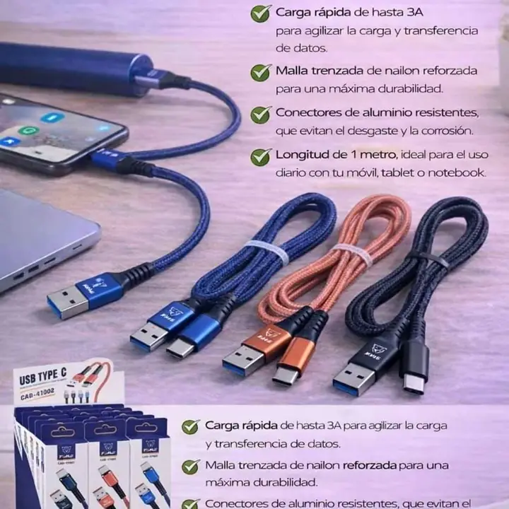 Cable USB malla tipo C