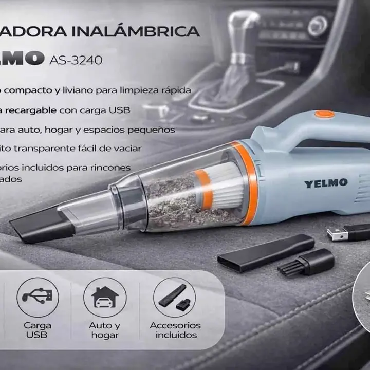 Aspiradora inalambrica carga USB - yelmo