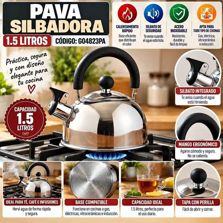 Pava silbadora 1.5 litros