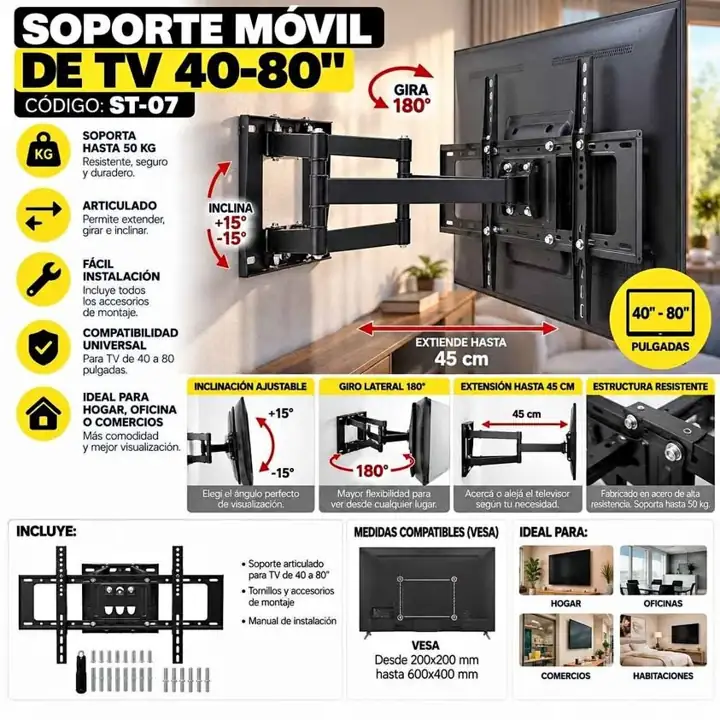 Soporte movil de TV 40 a 80 pulgadas