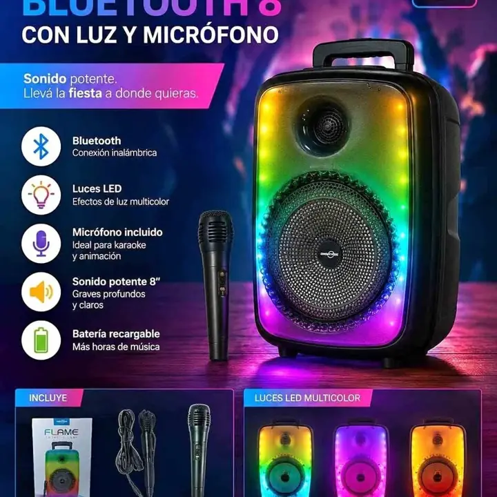 Parlante bluetooth 8" con microfono
