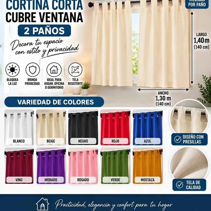 Cortina tropical corta para ventanas