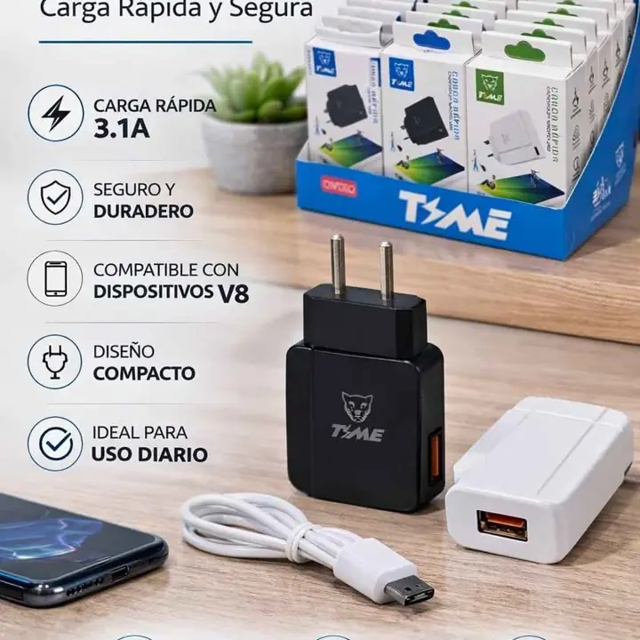 Cargador V8 3.1 time cable desmontable x unds