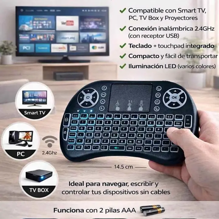 Teclado mini keyboard bluetooth backlit