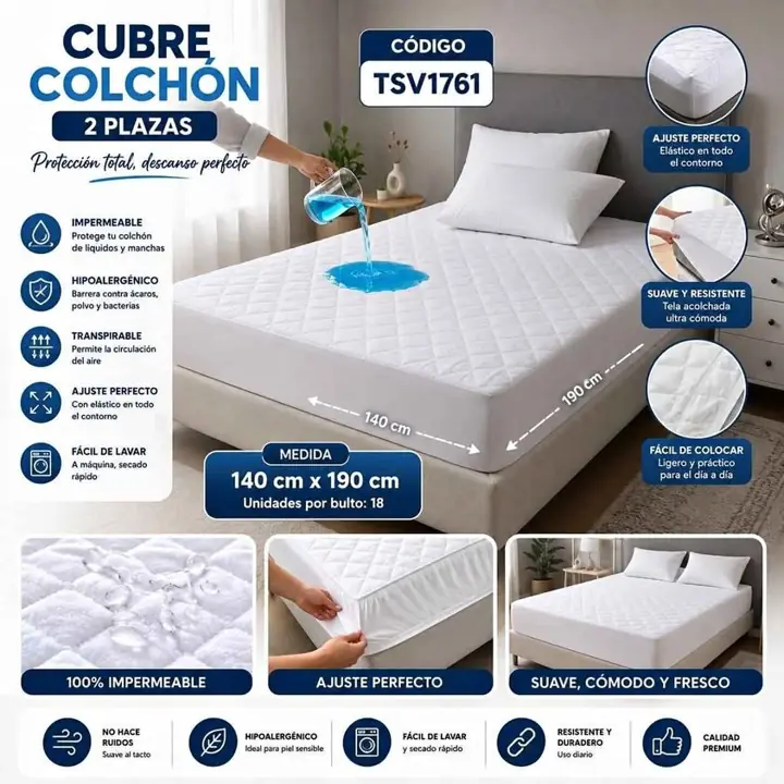 Cubre colchon de 2 plazas