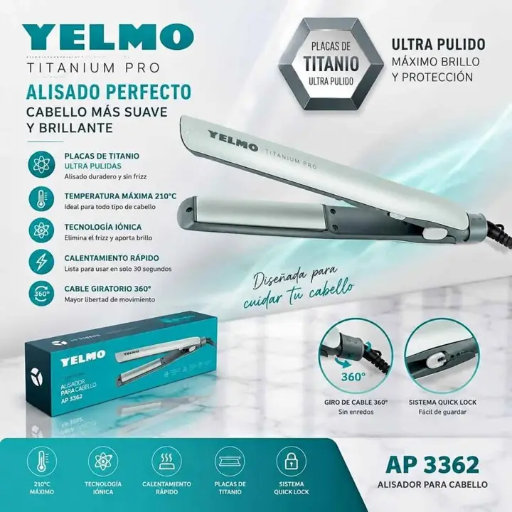 Planchita de pelo titanium pro yelmo