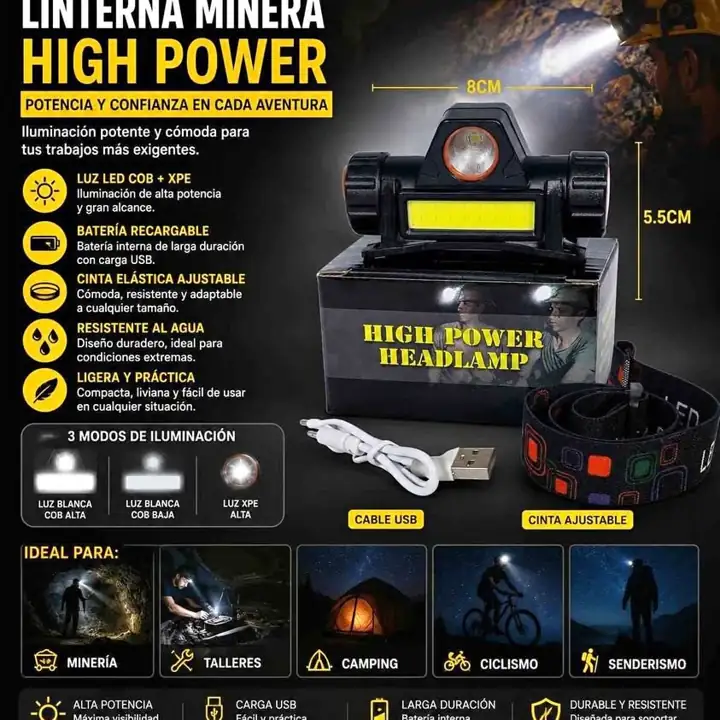 Linterna minera high power
