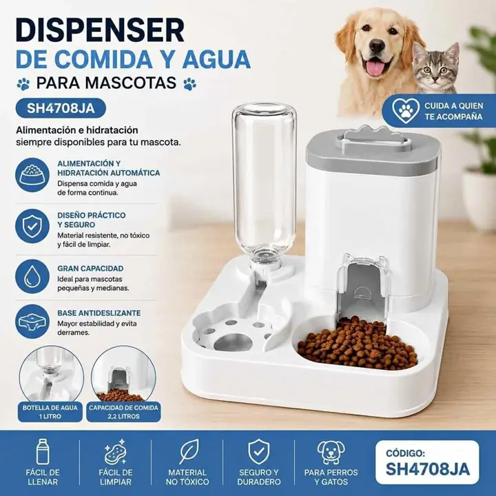 Dispenser de comida y agua para mascotas