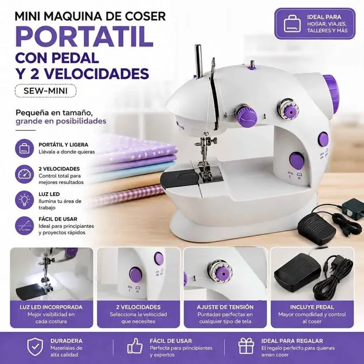 Maquina de coser mini con pedal glob