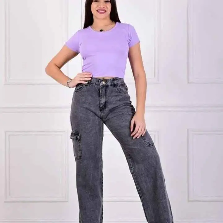 Jean wid cargo gris