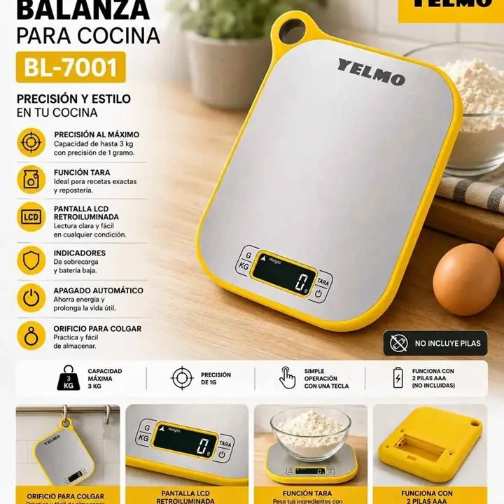 Balanza de cocina hasta 3KG yelmo