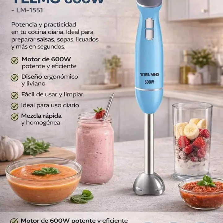 Mini pimer licuadora de mano 600W