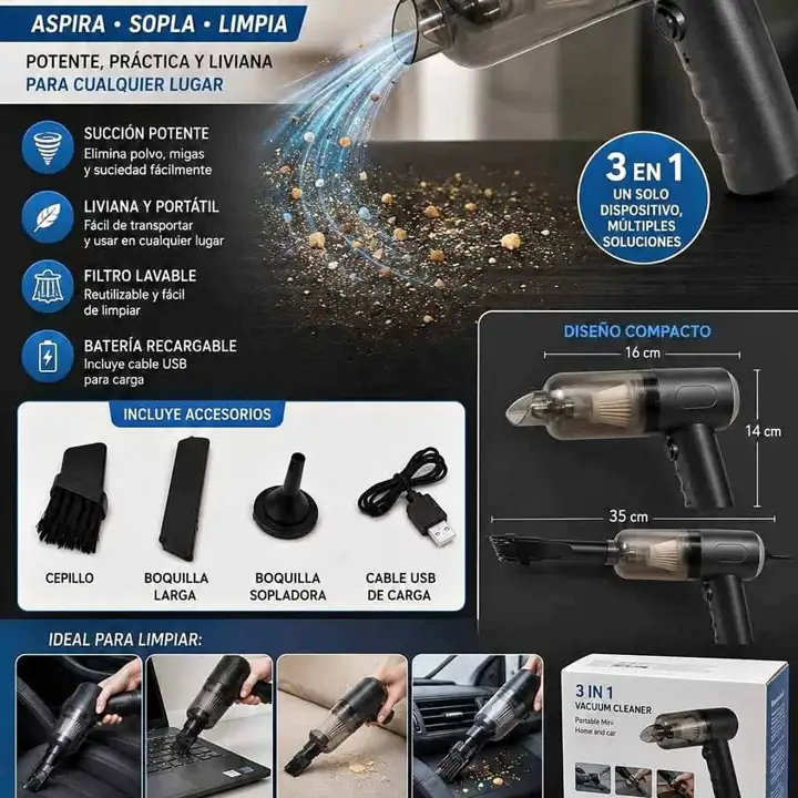 Aspiradora portatil 3 en 1 USB