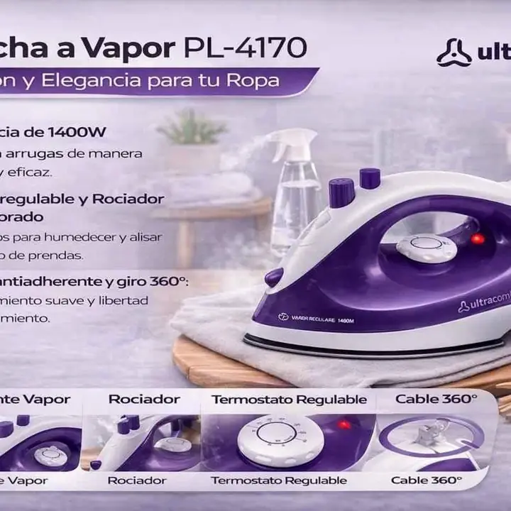 Plancha a vapor 1400W Ultracomb