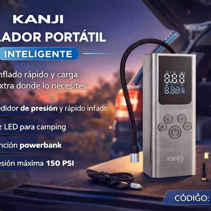 Inflador portatil multifuncion Kanji on wheels