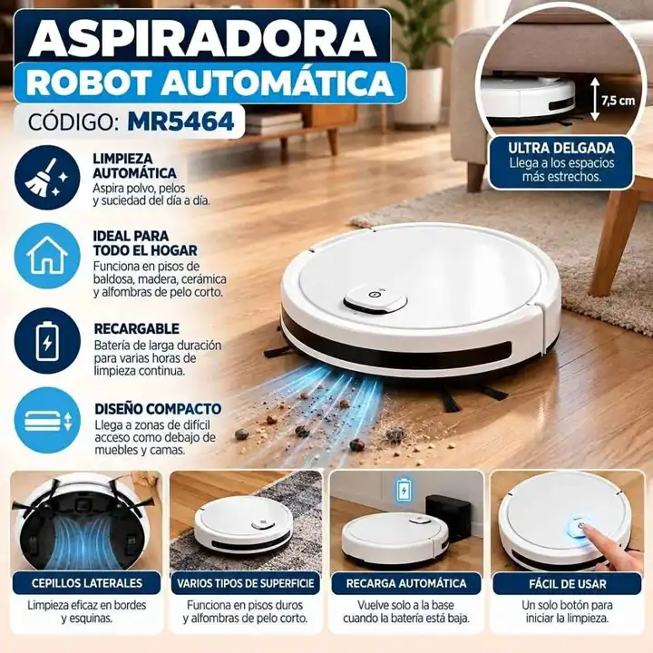 Aspiradora inteligente blanca