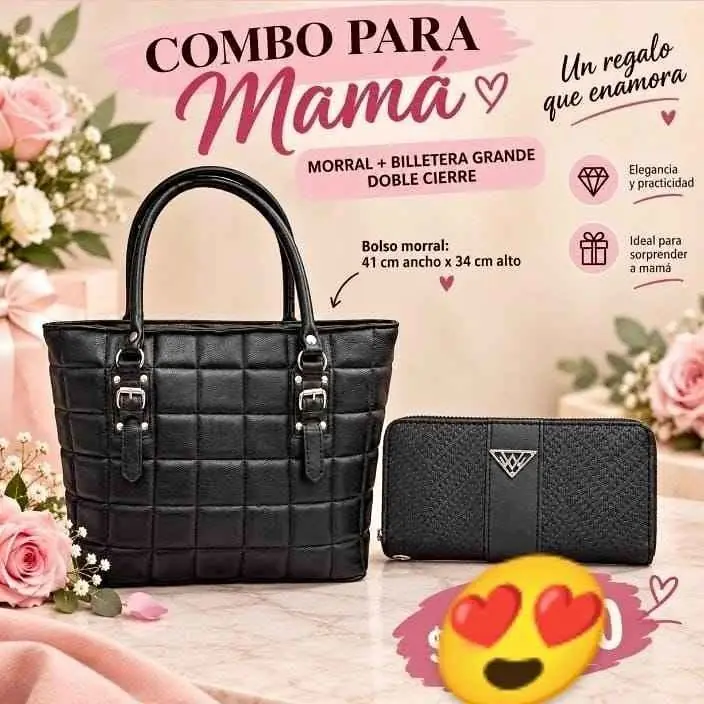 Morral + billetera grande doble cierre dia de la madre