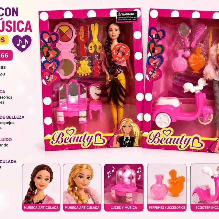 Muñeca con luz y musica + accesorios