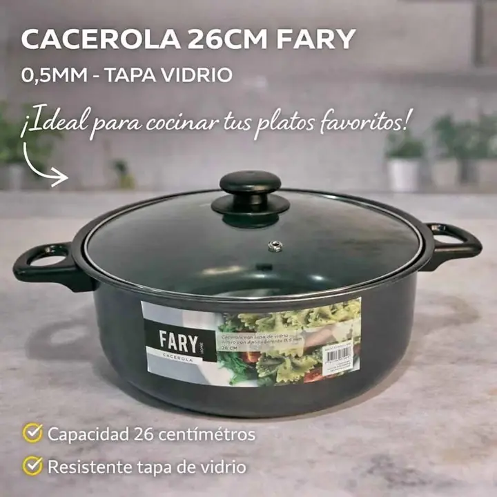 Cacerola 26CM - 0,5MM - tapa vidrio