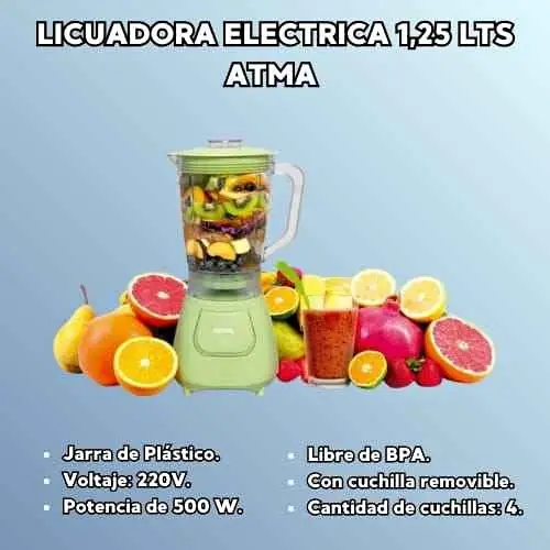 Licuadora electrica 1,25 lts Atma - verde