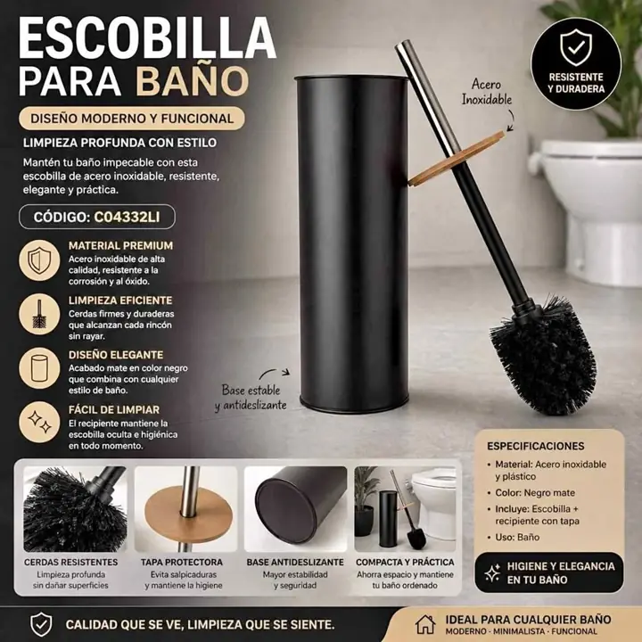 Escobilla para baño de acero