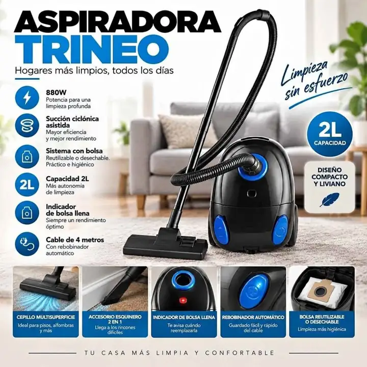 Aspiradora trineo con bolsa 800W