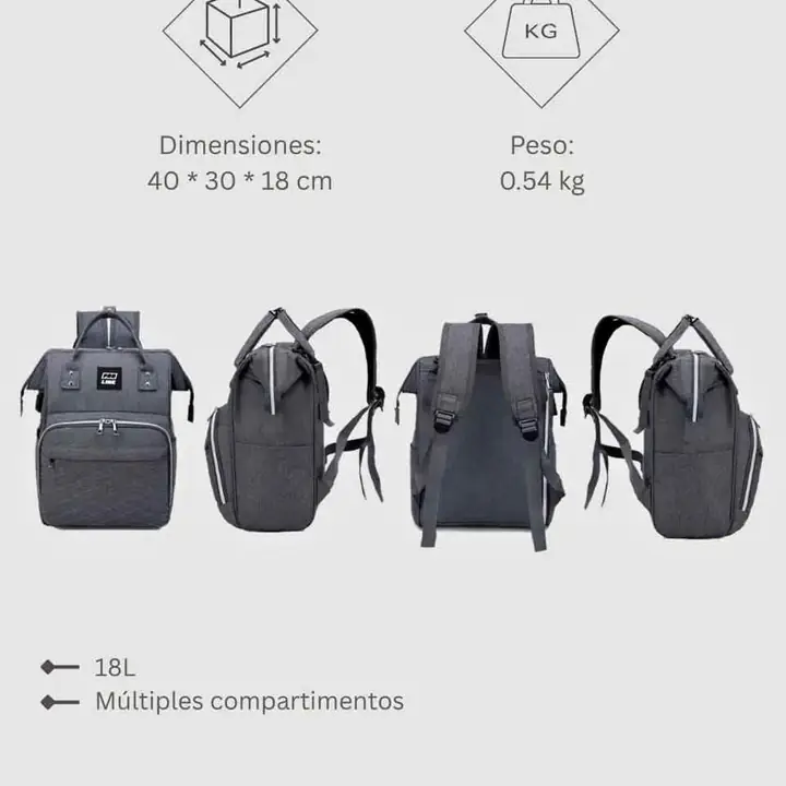 Mochila mommy 18 lts gris