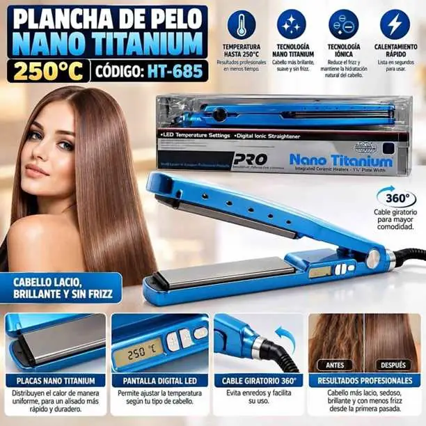 Plancha de pelo 250°C nano titanium