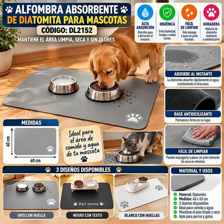 Alfombra absorbente de diatomita para mascotas