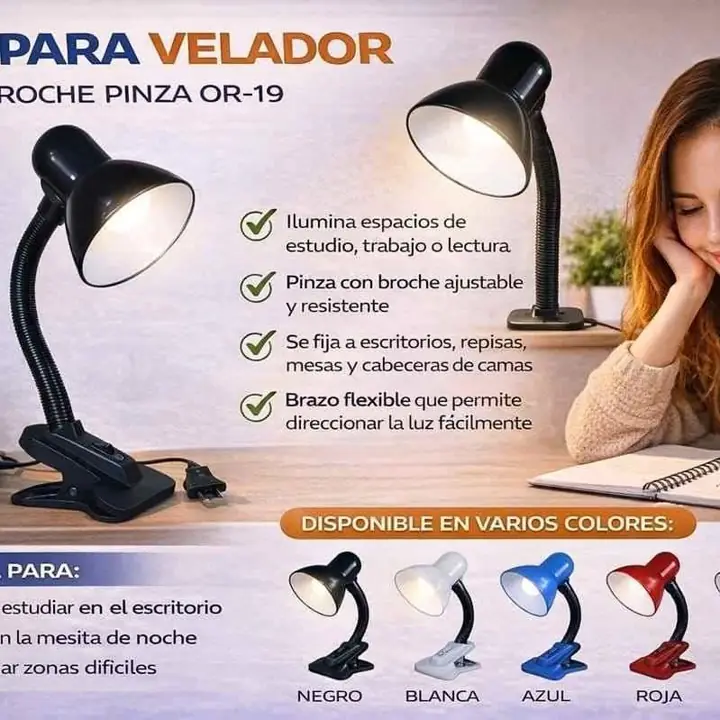Lampara velador con broche