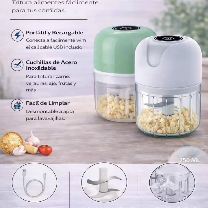 Mini procesadora recargable