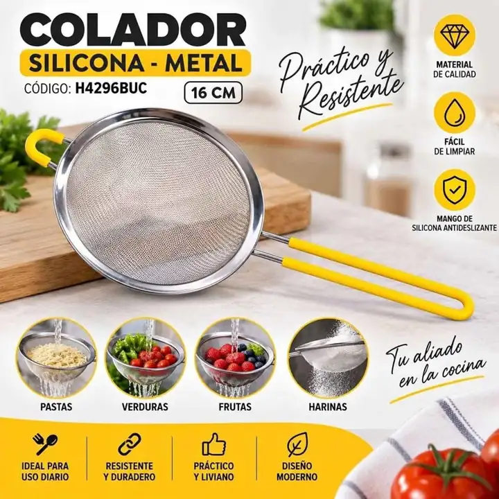 Colador silicona metal aleatorio 16 cm