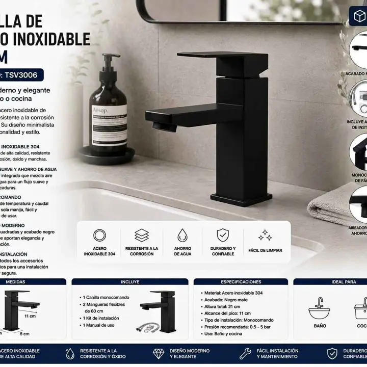 Griferia monocomando negra vertical