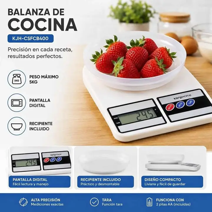 Balanza de cocina hasta 5KG Kanji no viene pilas