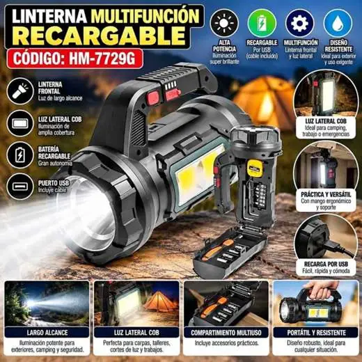 Linterna multifuncion recargable