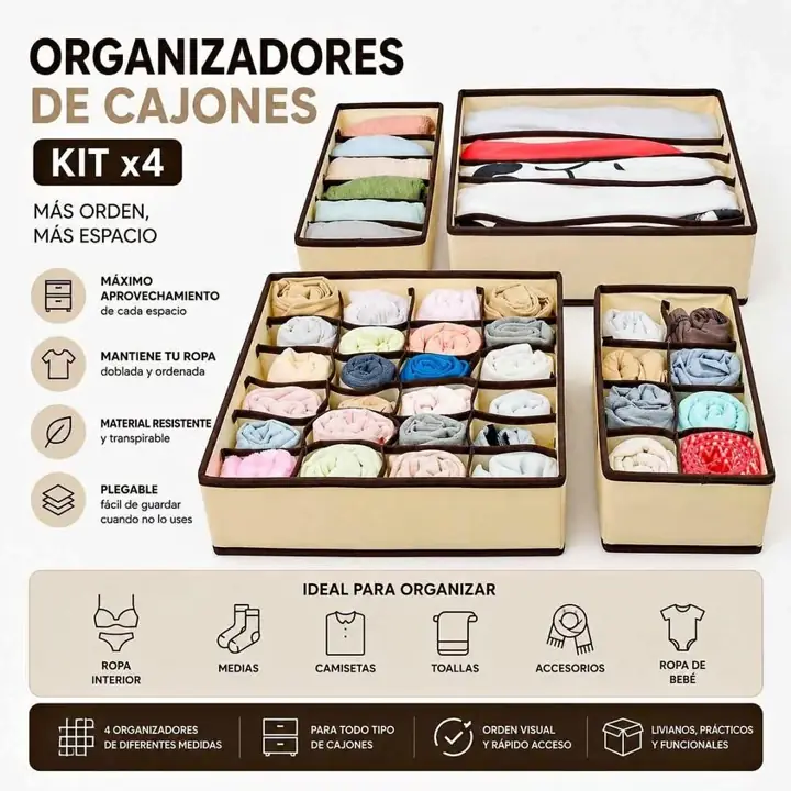 Organizadores de cajones kit X4
