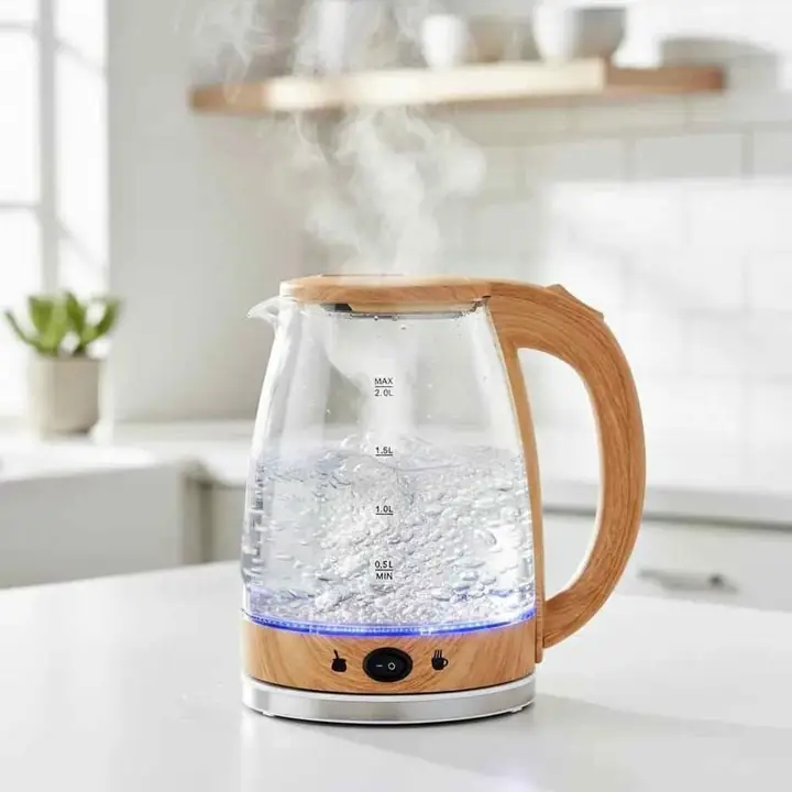 Pava electrica vidrio y madera corte mate - Kanji
