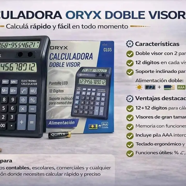 Calculadora con doble visor oryx