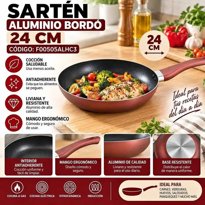 Sarten aluminio 24CM bordo