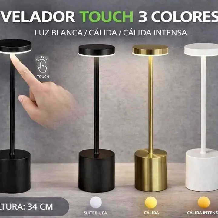 Velador touch LED frio calido negutro