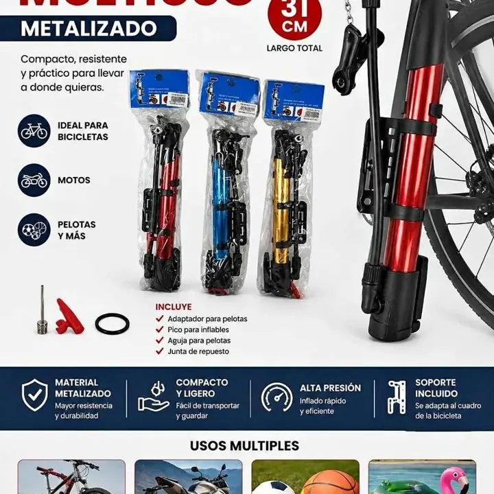 Inflador multiuso metalizado