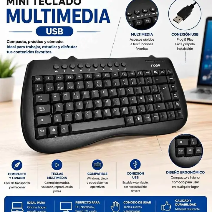 Mini teclado multimedia USB