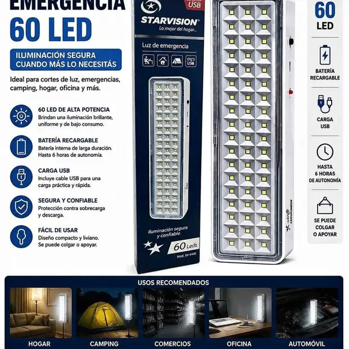 Luz de emergencia 60 LED