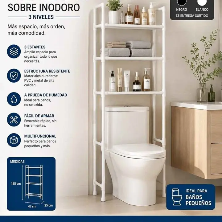 Organizador de baño 3 niveles sobre inodoro