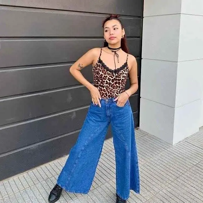 Jean maxi palazo azul