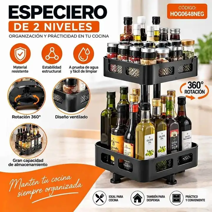 Especiero giratorio de 2 niveles