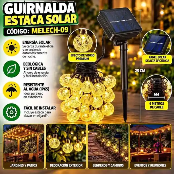 Guirnalda estaca solar luces