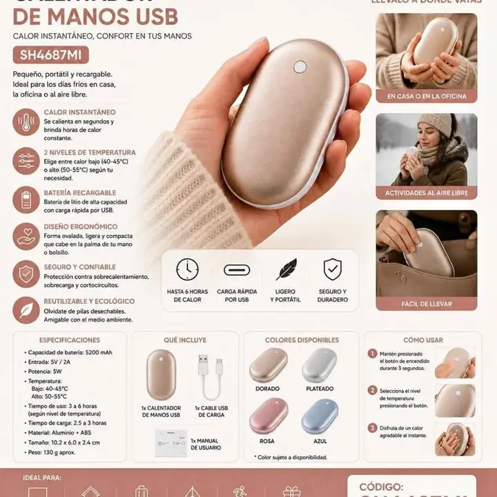 Calentador de manos USB