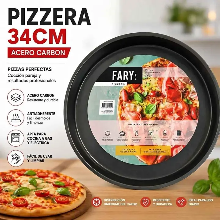 Pizzera 34CM acero carbon