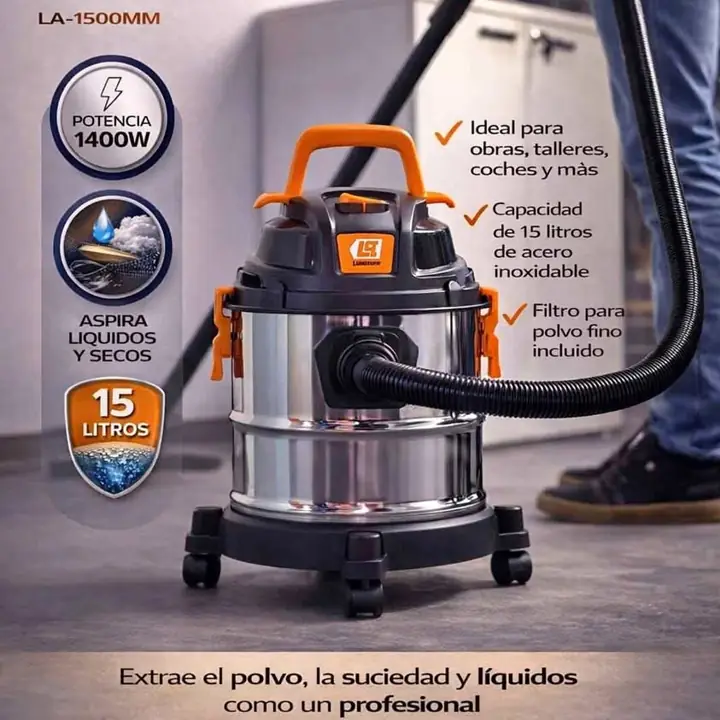 Aspiradora industrial 1400W 15 lts lusqtoff
